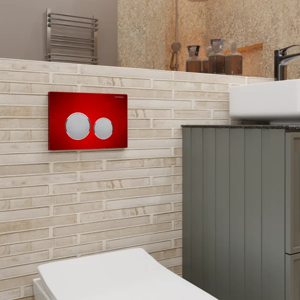 Кнопка смыва Charus Bagliore FP.330.RED.10 для инсталляции, красный/хром