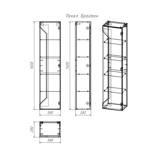 Комплект мебели для ванной Бриклаер БРАЙТОН 100, белый/дуб
