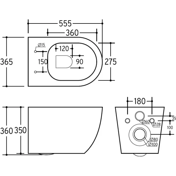 Унитаз подвесной Charus Estella EWC700-121B безободковый, с сиденьем микролифт, черный матовый