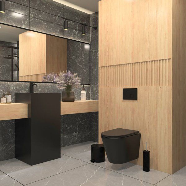 Унитаз подвесной Teymi Solli безободковый, сиденье микролифт, черный матовый T40201MB