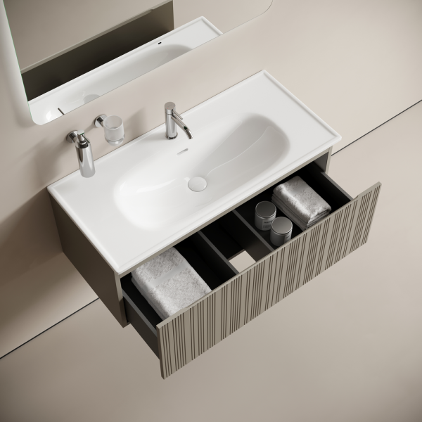 Тумба подвесная SANCOS Code 990х453х400, c одним ящиком оснащенным доводчиками, цвет серая платина ,  CD100GP