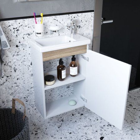 Мебель для ванной AM.PM X-Joy BK85FG 45 подвесной, со смесителем для раковины и аксессуарами, белый, хром