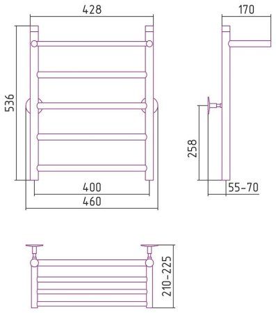 Полотенцесушитель водяной Стилье Универсал-54 60х40 с полкой, хром