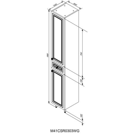 Шкаф-пенал RedBlu Palace One 30 с бельевой корзиной, белый глянец