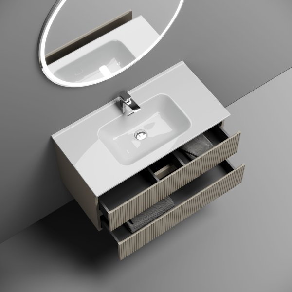 Тумба подвесная SANCOS Snob T 890х445х500, c двумя ящиками оснащенными доводчиками, Beige Soft, SNT90CE