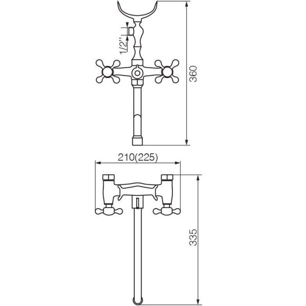 Смеситель для ванны с поворотным изливом L40 см. и ручным душем, бронза Veragio AGATHA VR.AGT-3705.BR