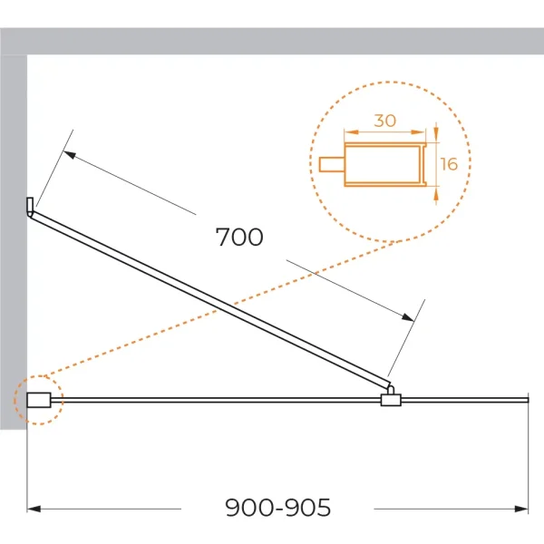 Шторка на ванну Cezares Liberta LIBERTA-V-1-TB-90/155-C-Cr 90 см, профиль хром, стекло прозрачное