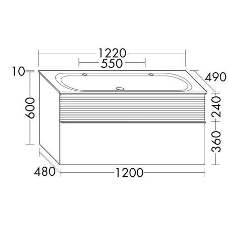 Тумба с раковиной Burgbad Fiumo SFXO122F3956FOT45G0200C0001*2 белый глянцевый/кашемировый дубовый