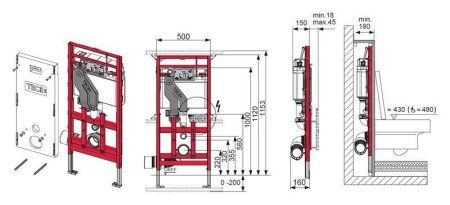 Система инсталляции для унитазов Tece TECElux 9600400 с системой очистки воздуха