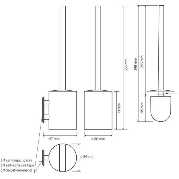 Ёршик Bemeta Easy 163113065 настенный, самоклеящийся, нержавеющая сталь