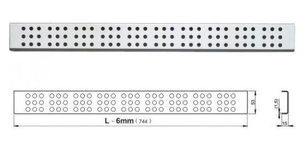Решетка AlcaPlast Cube CUBE-750L нержавеющая сталь глянцевая