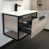 Тумба-умывальник COMFORTY "Бонн-75" дуб дымчатый с  раковиной COMFORTY 75E