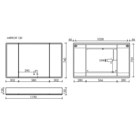 Шкаф-зеркало Sancos Mirror MI120EG 120 дуб галифакс натуральный