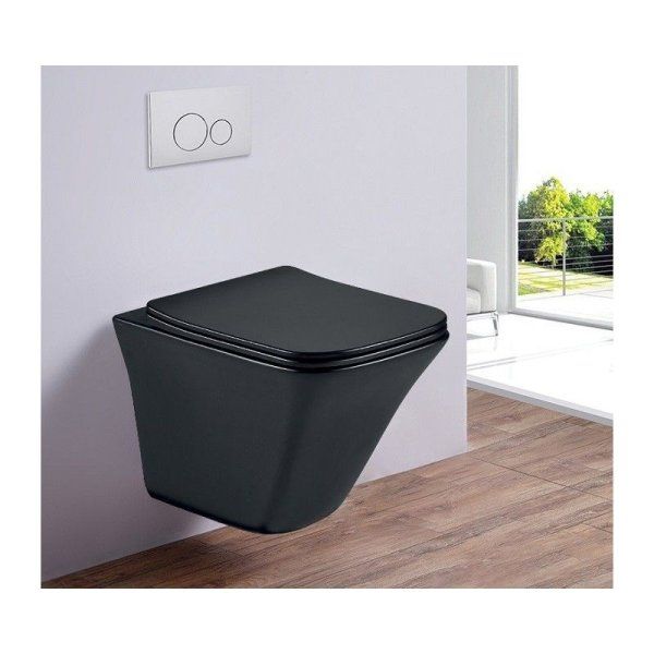 Унитаз подвесной Esbano Luchena-C безободковый, черный матовый