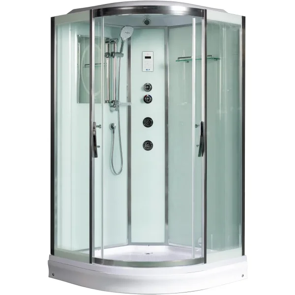Душевая кабина WeltWasser Emmer 12015 10000003287 120x120x217 см, с крышей, гидромассажем, низкий поддон, профиль матовый хром, стекло прозрачное