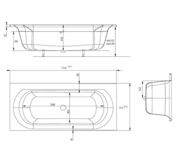 Акриловая ванна Jacob Delafon Elise 170x75 см