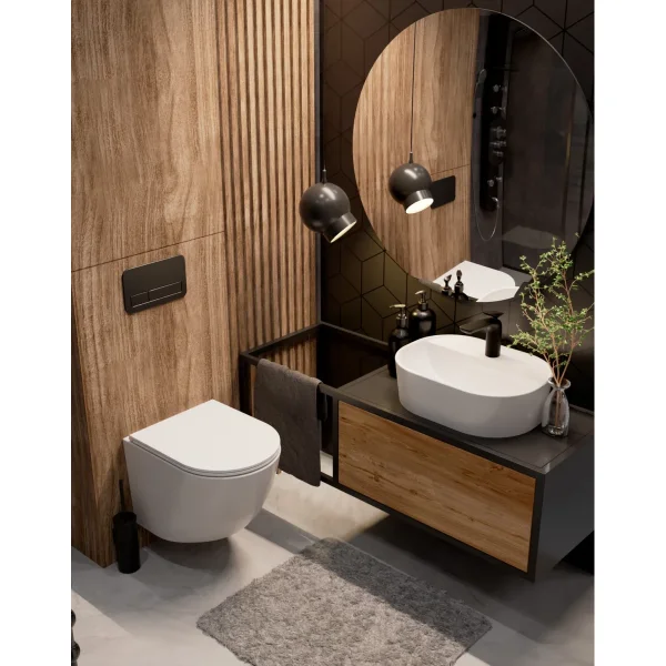 Унитаз подвесной AQUAme AQM2002L безободковый, торнадо, с сиденьем микролифт, белый глянец