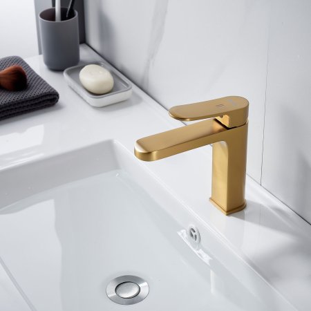 Смеситель для ванны однорычажный с гайкой Shevanik S4501G, Золотой сатин