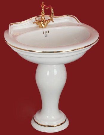 Раковина Migliore Milady 20867 декор D2 широкий золото/белая керамика