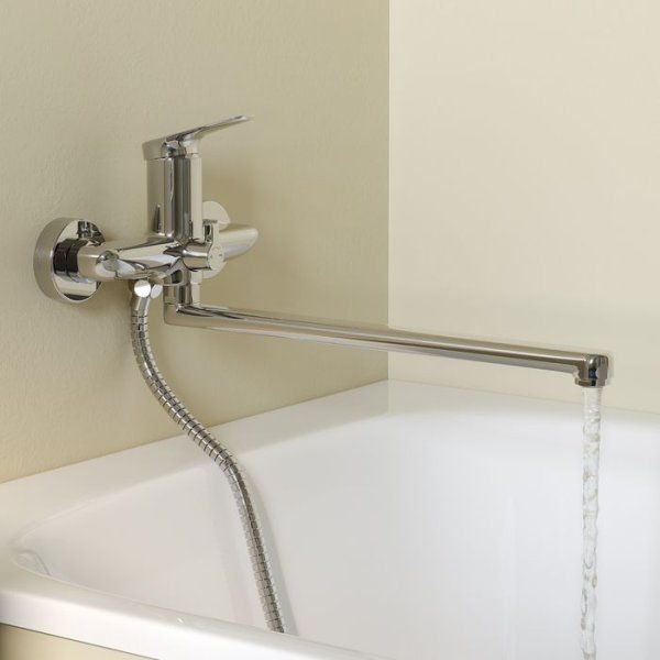 Смеситель для ванны с длинным изливом, глянцевый хром, Zodiac X, IDDIS, ZDXSBL2i10WA