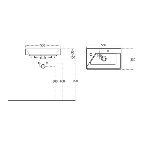 Раковина Dreja Slim 17055-KL, 55 см