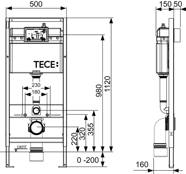 Система инсталляции для унитазов Tece TECEloop K440650 4 в 1 с кнопкой смыва стекло белое