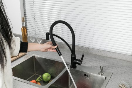 Смеситель для кухни с гибким изливом Frap F4552-6 черный