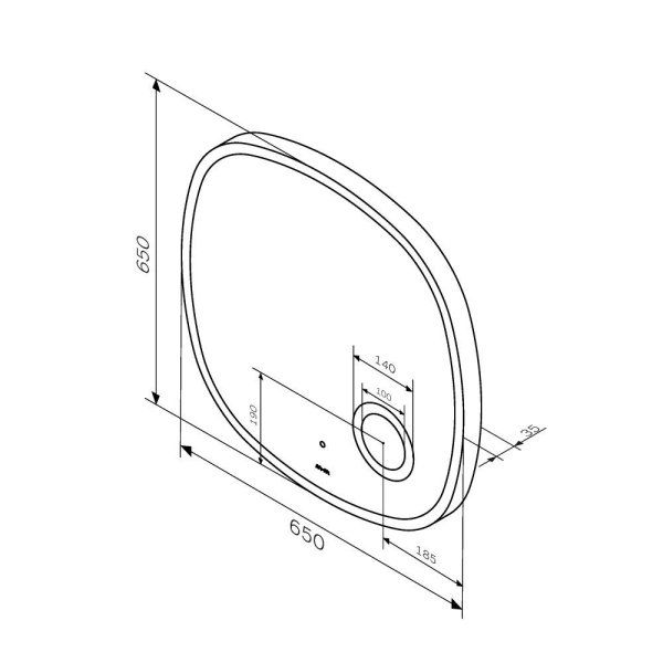 Зеркало с контурной LED-подсветкой, ИК сенсором и косметическим зеркалом, 65 см AM.PM Func M8FMOX0653SA,