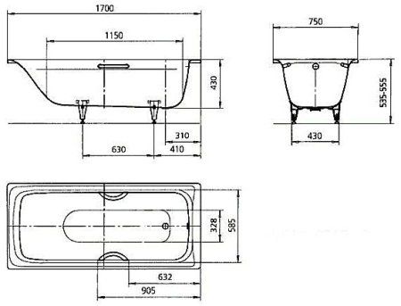 Ванна стальная Kaldewei Sanilux Star 343 170х75 см