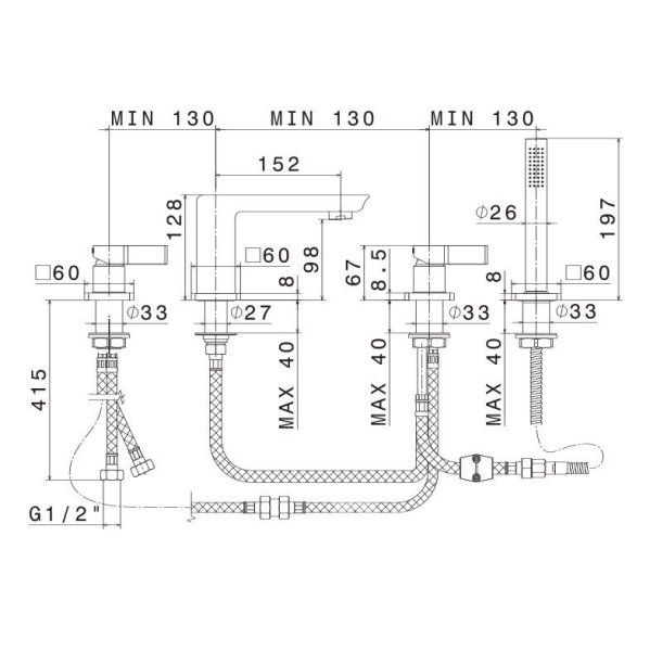 Смеситель Newform Libera 65782C.21.018 для ванны