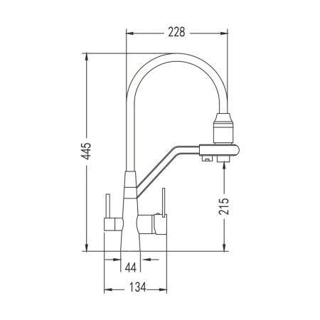 Смеситель Rose R558C для кухонной мойки с гибким изливом и подключением к фильтру с питьевой водой