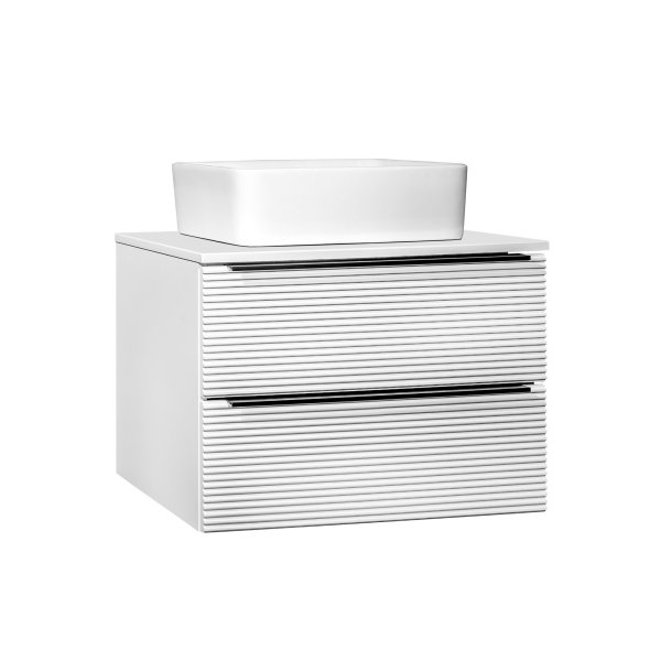 Тумба Runo Орлеан 60 белый матовый белый глянец подвесная под накладной умывальник (00-00004648)