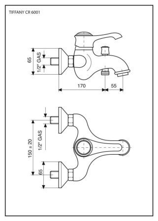 Смеситель Emmevi Tiffany 6001BC для ванны, белый/хром