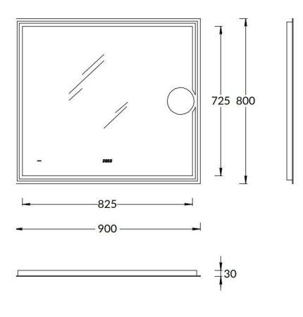 Зеркало Kerama Marazzi Tecno TE.mi.90.1 90х80 с макро линзой, с подсветкой