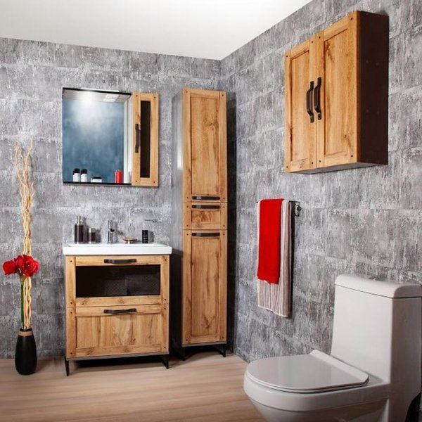 Комплект мебели для ванной Бриклаер ЛОФТ 70, метрополитен грей