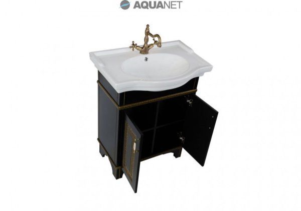 Тумба  для комплекта Aquanet Валенса 70 черный краколет/золото