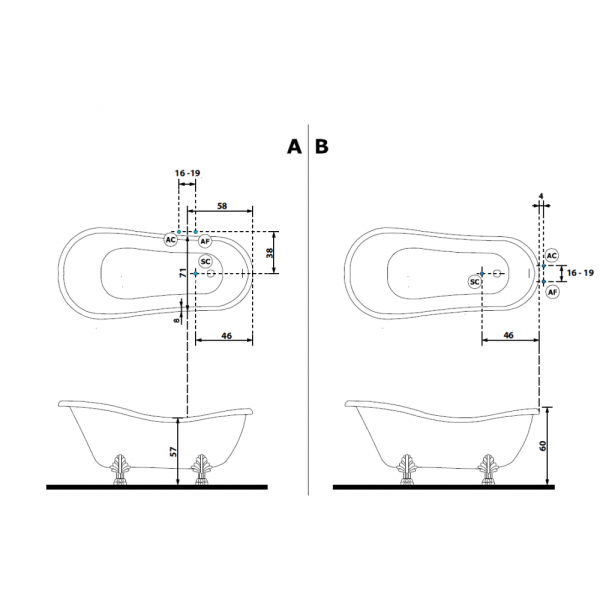 Ванна композитная Tiffany World TW176 bi/br отдельностоящая, белый/бронза