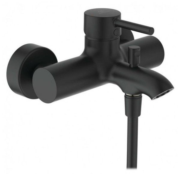 Смеситель для ванны Ideal Standard Ceraline с душевым гарнитуром, керамический картридж, черный шелк (BC270XG)