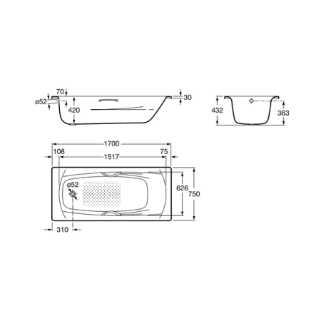 Ванна стальная Roca Swing Plus 236755000 170х75 см