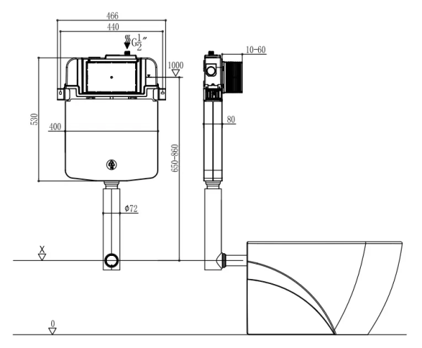 Бачок смыва скрытого монтажа AHY801 ARROW