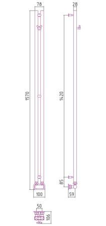 Полотенцесушитель водяной Сунержа Нюанс EU50+ 03-0212-1545 1545x50 золото