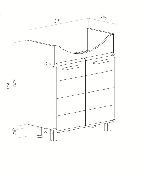 Тумба Runo Эрика 75 под умывальник Элеганс 75 (00-00004914)