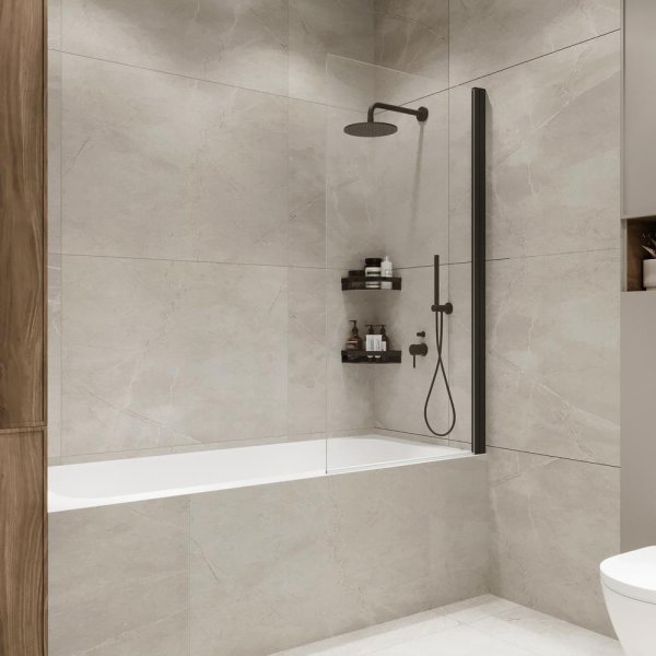 Шторка на ванну Terminus Ното 2CW150х70B 150х70 прозрачное стекло/черный