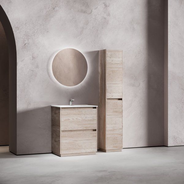 Тумба под раковину SANCOS Libra Floor напольная, 690х450х840, c двумя ящиками оснащенными доводчиками, дуб галифакс натуральный,  LB70FEG