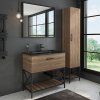 Тумба-умывальник COMFORTY "Бредфорд-90" дуб темный с раковиной COMFORTY 90E черная матовая