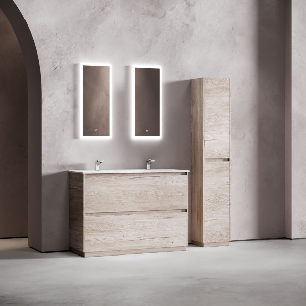 Тумба под раковину SANCOS Libra Floor напольная, 1190х450х840, c двумя ящиками оснащенными доводчиками, дуб галифакс натуральный,  LB120F-2EG