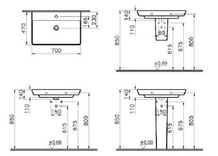 Раковина VitrA T4 4452B003-0001 70