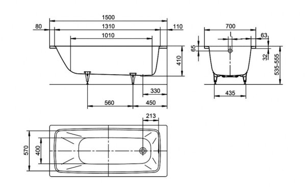 Ванна стальная Kaldewei Cayono 747 274730003001 150х70 см Anti-slip + Easy-clean