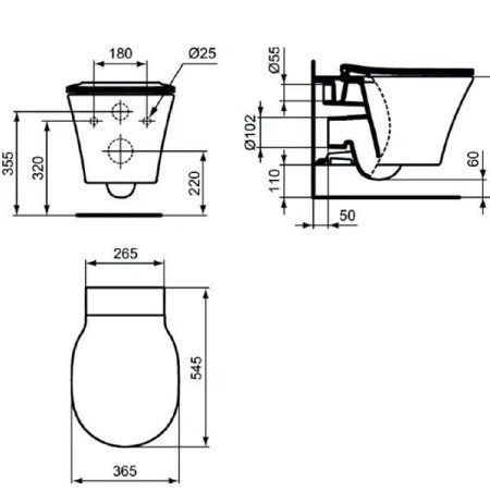 Комплект Ideal Standard Connect Air AquaBlade PR212101 подвесной унитаз + инсталляция + кнопка