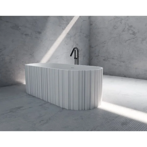 Ванна из литьевого мрамора Abber Stein AS9653 170x75 см, отдельностоящая, белый матовый